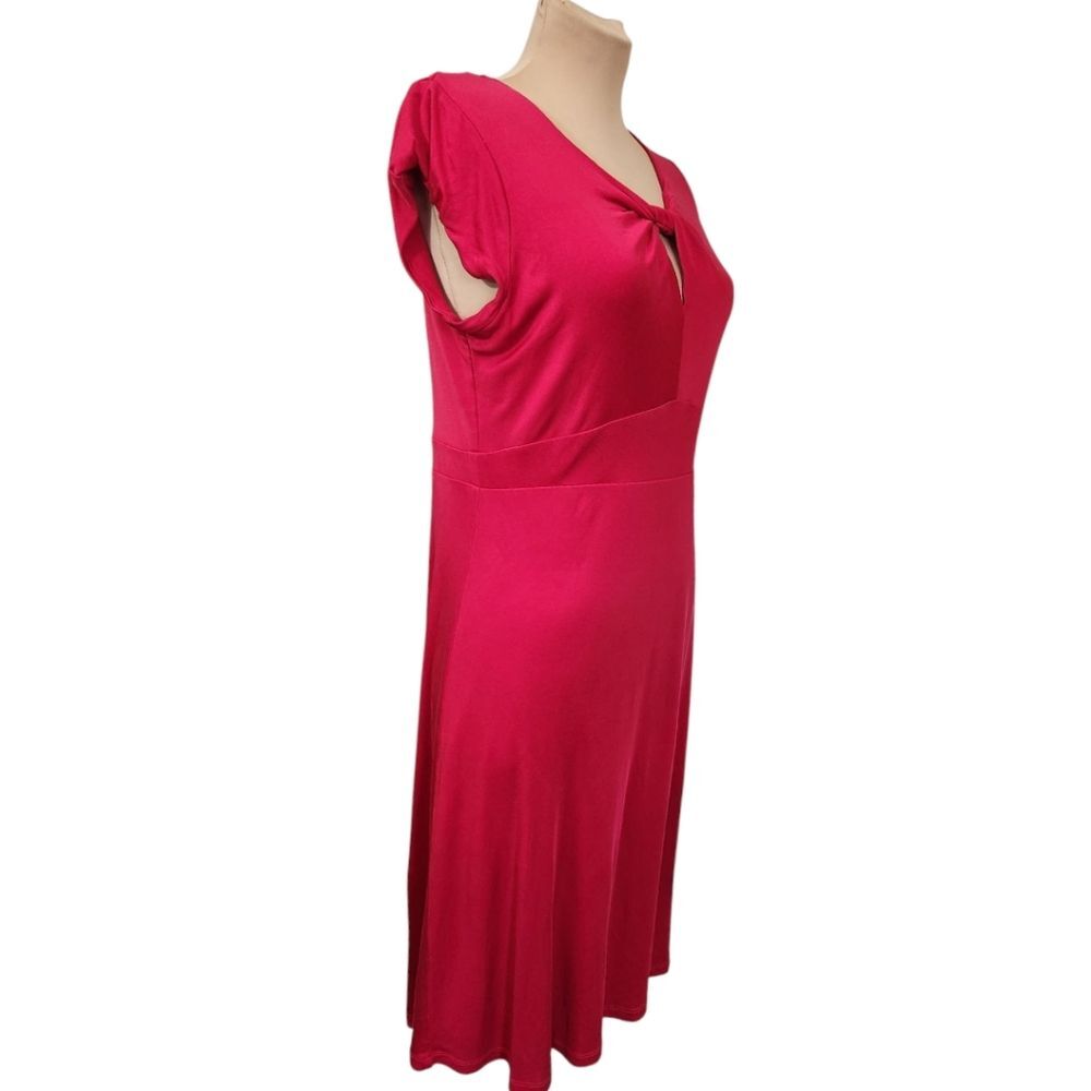 BODEN Red Silk Jersey Twist-front Midi Dress - Size 8L - Picture 4 of 10
